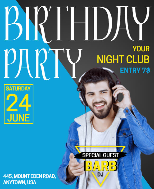 Rock N Roll Birthday Party Flyer Template