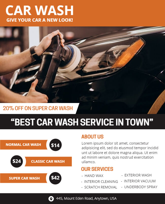 Sparkling Clean Car Wash Flyer