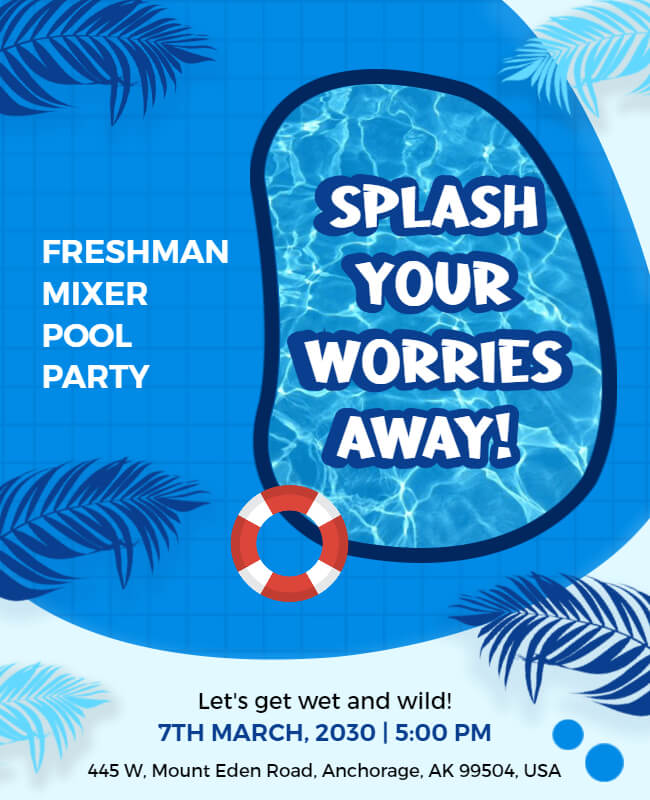 Splash your Worries Away Pool Party Flyer Templates