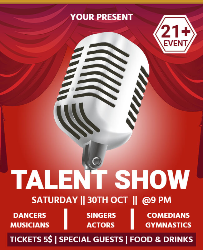 Starry Night Talent Show Flyer Template