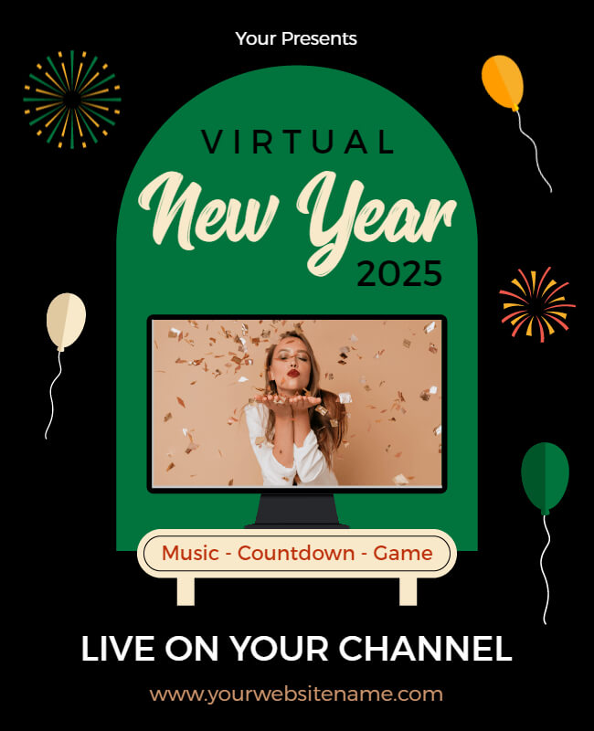 Teal Green New Year Party Flyer