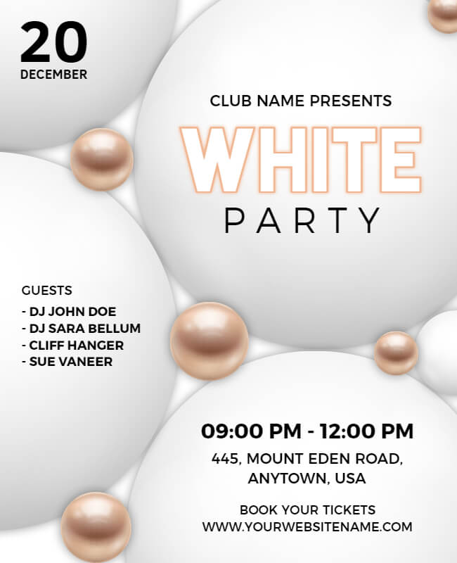The Dazzling All White Party Flyer