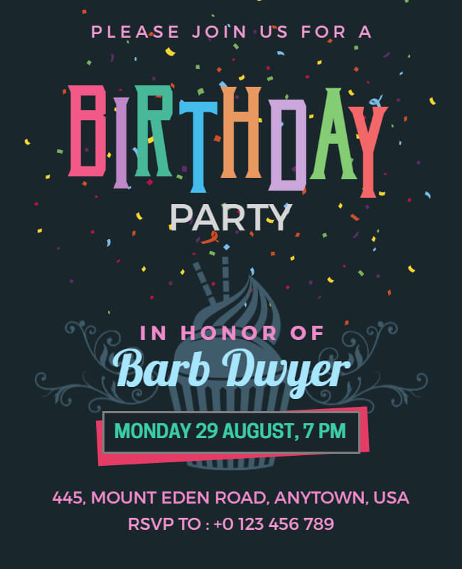 Typography Birthday Party Flyer Template