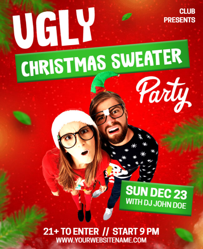 Ugly Sweater Christmas Party Flyer Ideas