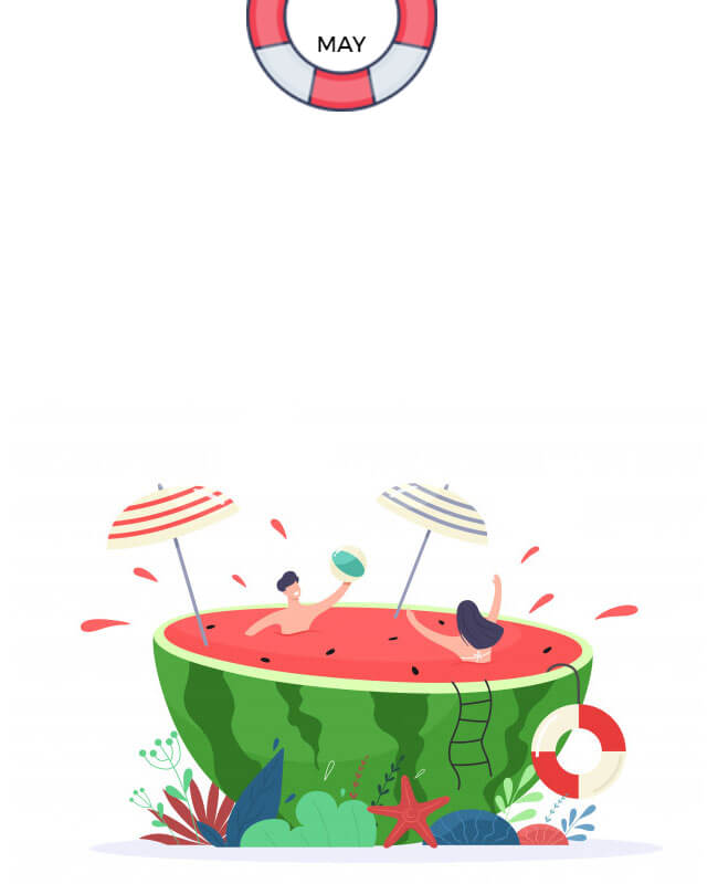 Watermelon Block Pool Party Flyer Background