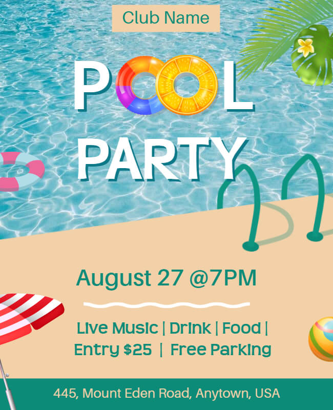 Wet and Wild Wonders Pool Party Flyer Templates