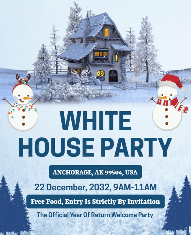 Winter White House Party Flyer Template