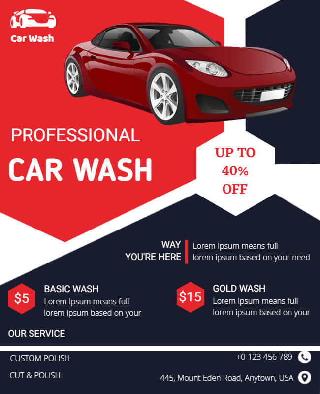 Abstract Professional Car Wash Offer Flyer