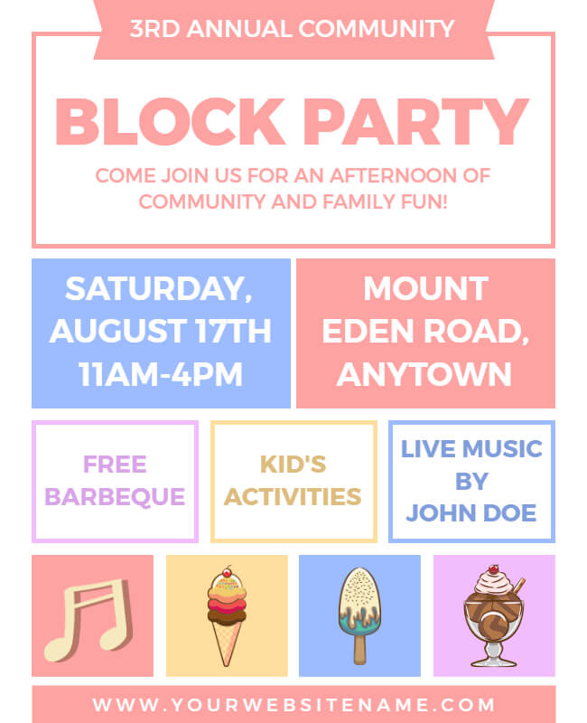 Annual Community Block Party Flyer Template