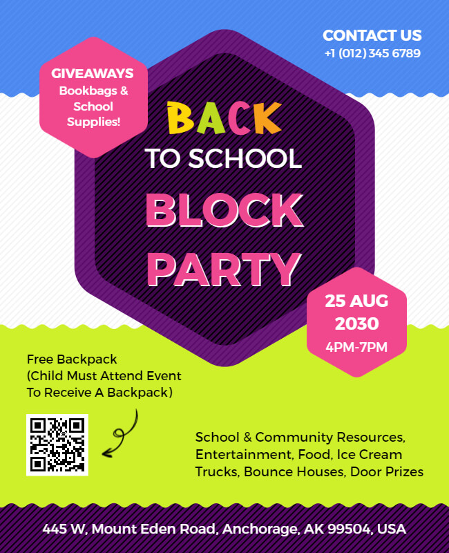 Back to School Block Party Flyer Template
