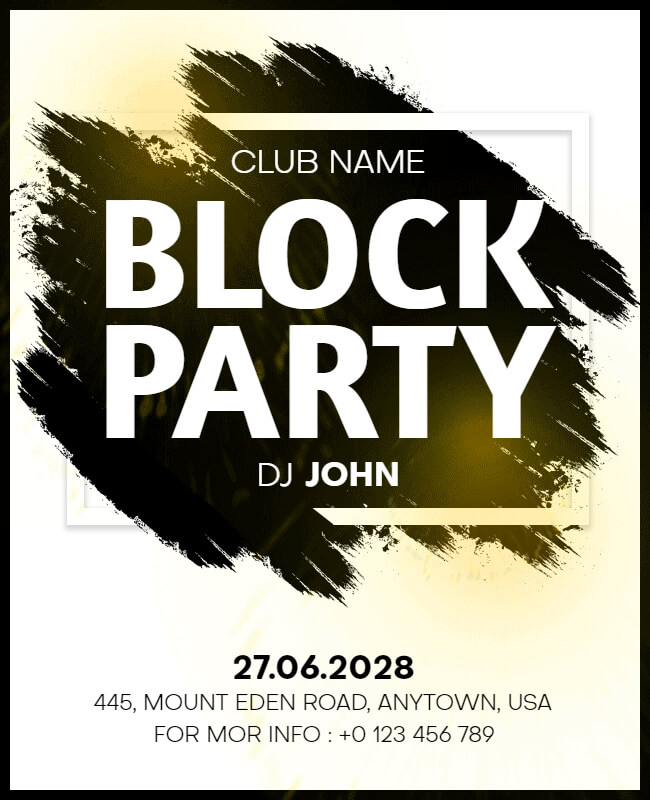 Brush Stroke Block Party Flyer Template