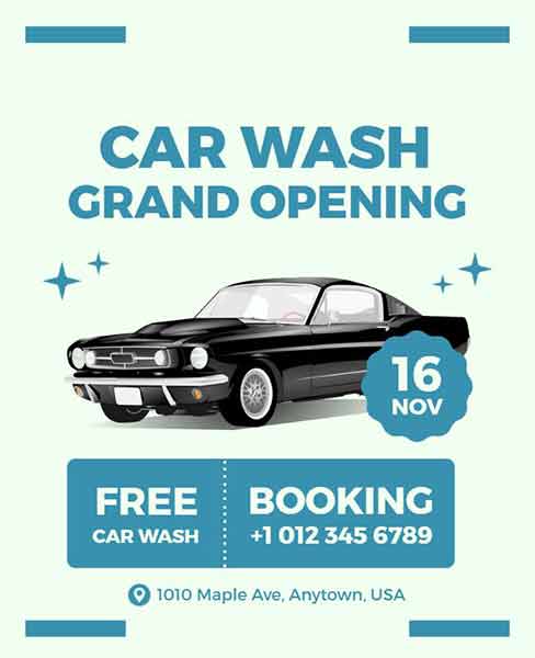 Minimalist Car Wash Grand Opening Flyer Template