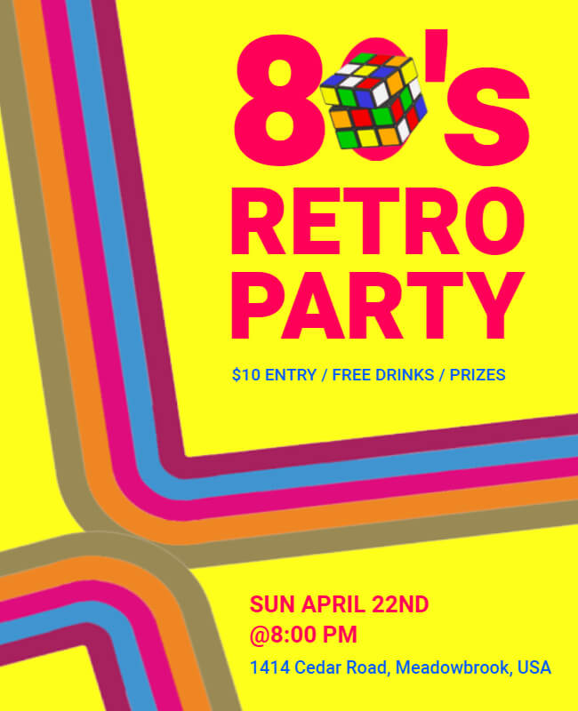 Colorful 80s Party Flyer Template