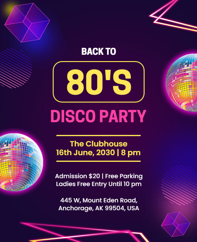 Disco 80s Party Flyer Template