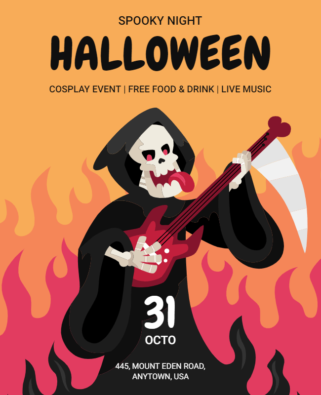 Scary Skeleton Halloween Party Flyer