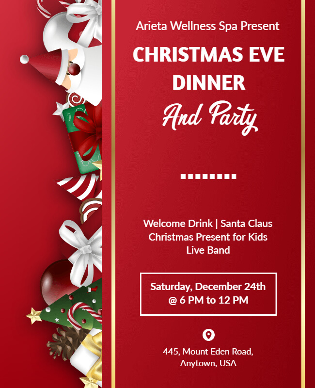 Eve Dinner &  Christmas Party Flyer Template