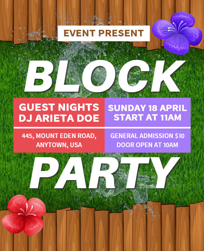 Floral Block Party Flyer Template