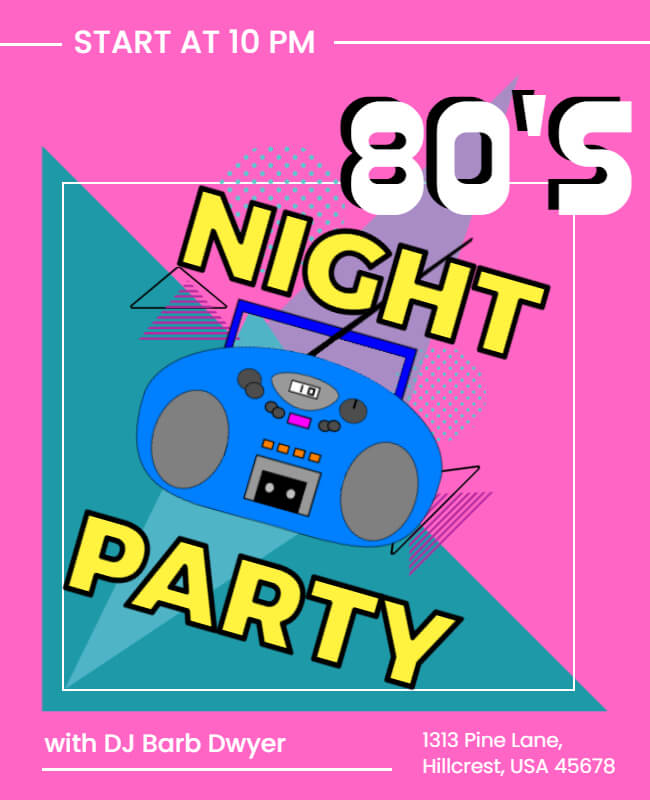 Geometric 80s Party Flyer Template