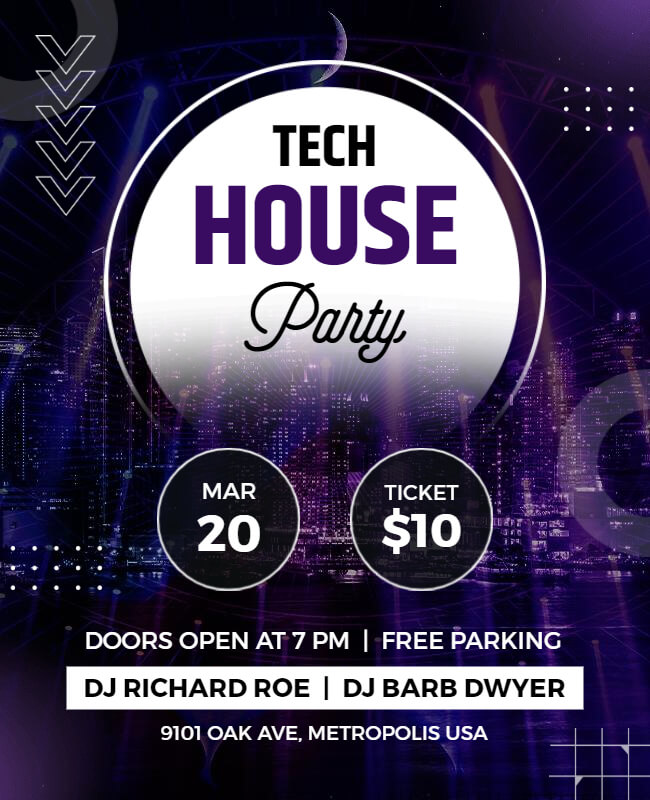 Geometric Tech House Party Flyer Template