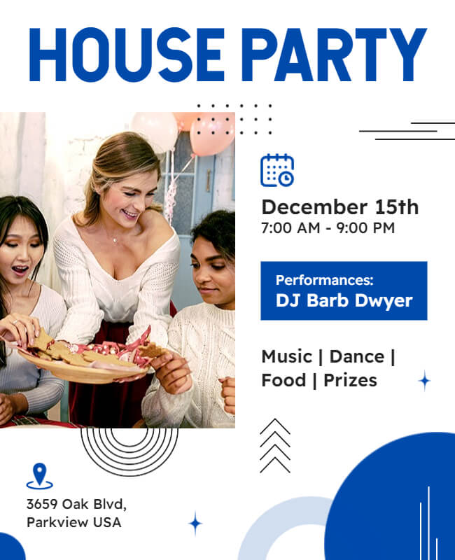 Geometric House Party Flyer Template