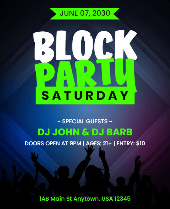Gradient Block Party Flyer Template