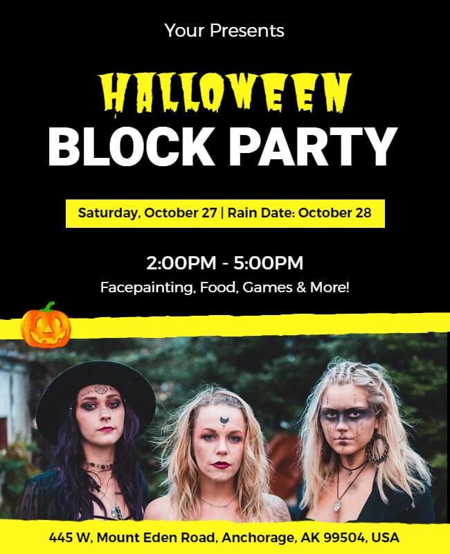 Halloween Block Party Flyer Template