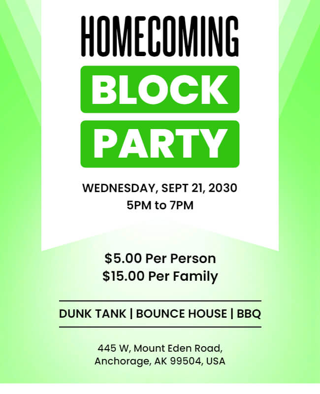 Home Coming Block Party Flyer Template