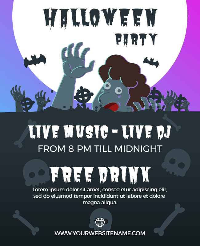 Live Zombie Music Halloween Party Flyer