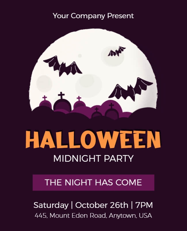 Midnight Halloween Party Flyer Template