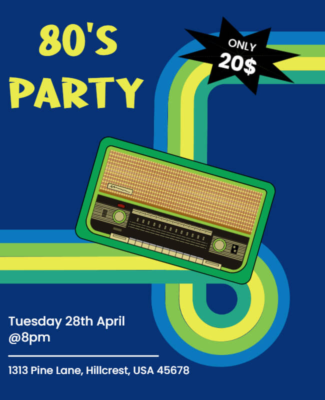 Minimalist 80s Party Flyer Template