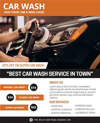 Modern Car Wash Service Offer Flyer Template