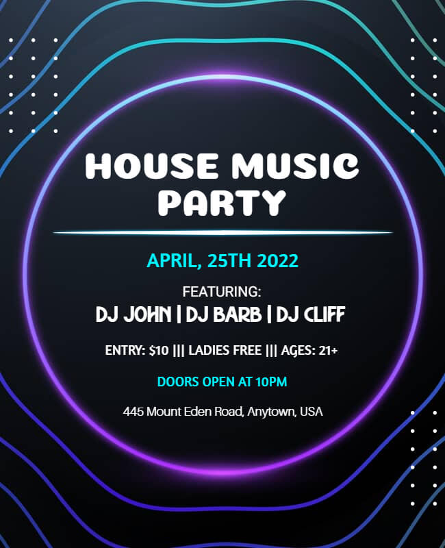 Neon House Party Flyer Template