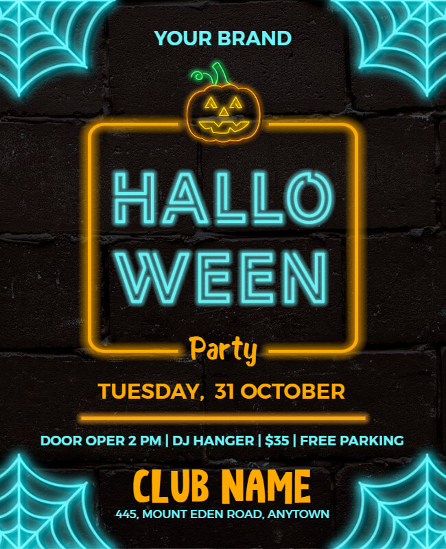 Neon Halloween Party Flyer Template