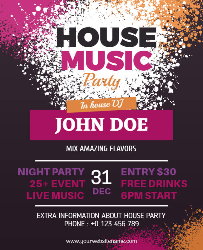 Night House Party Flyer Template