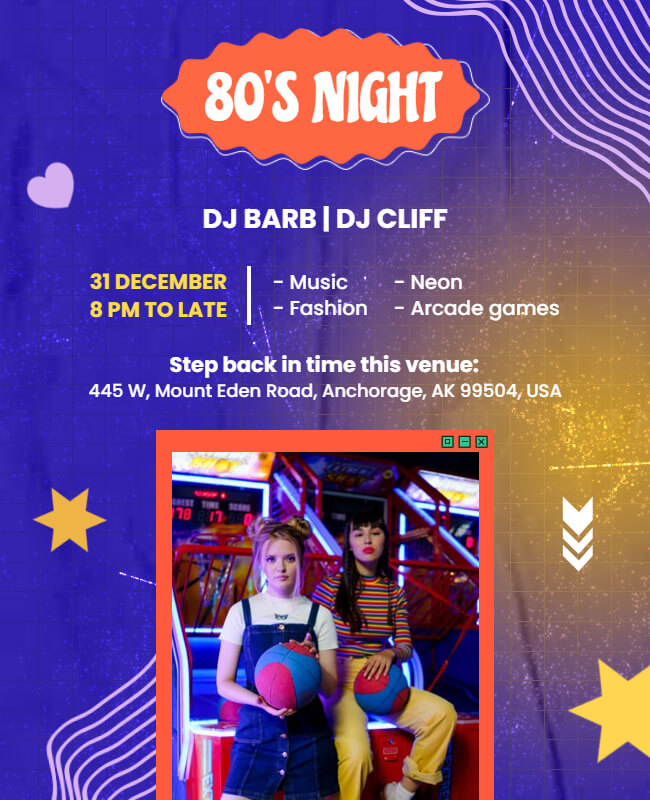 Night 80s Party Flyer Template
