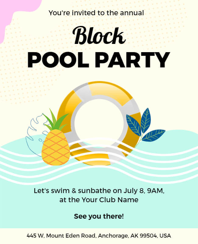 Pool Block Party Flyer Template