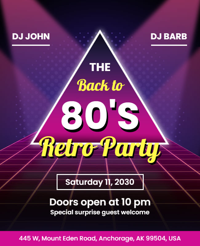Retro 80s Party Flyer Template