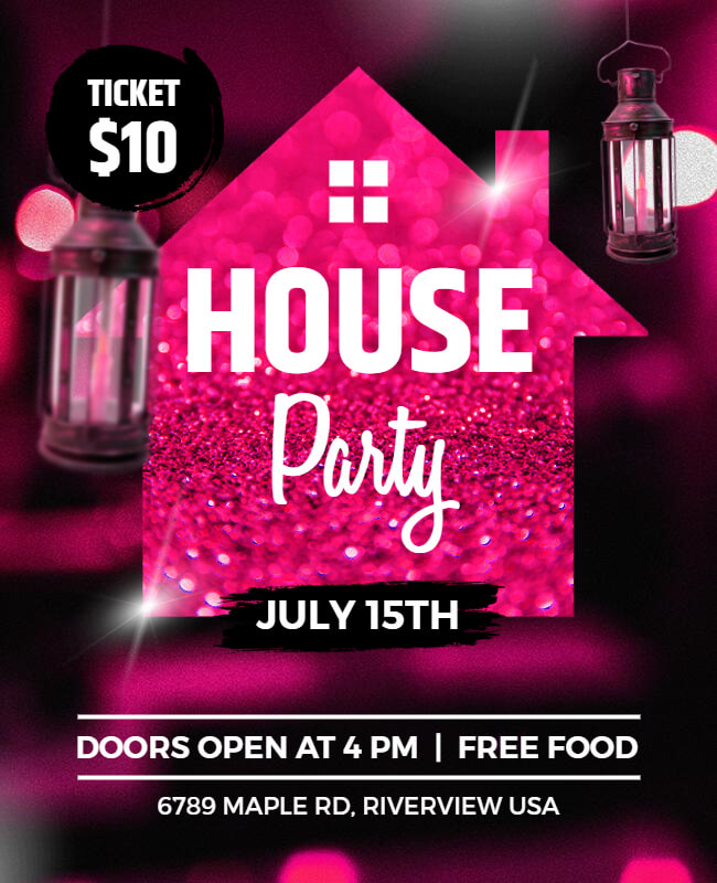 Shiny House Party Flyer Template