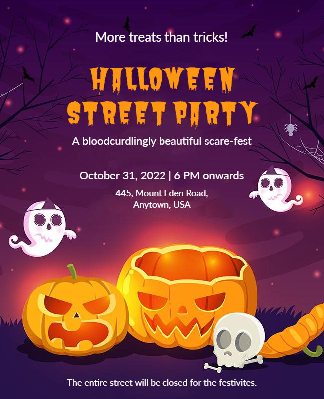 Hauntingly Enchanting Halloween Street Party Customizable Flyer