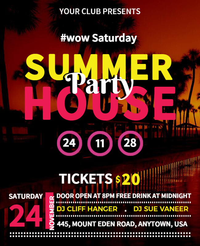 Summer House Party Flyer Template