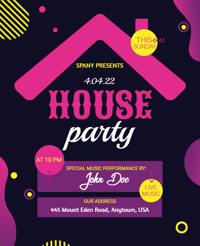 Symmetrical House Party Flyer Template