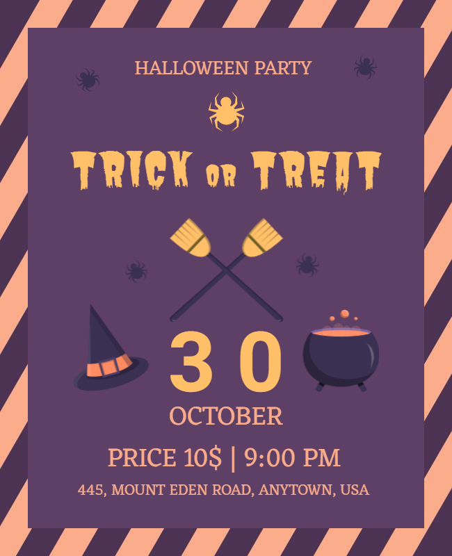 Illustrative  Trick or Treaters Halloween Party Flyer Template