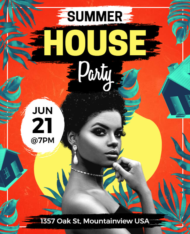 Tropical Summer House Party Flyer Template