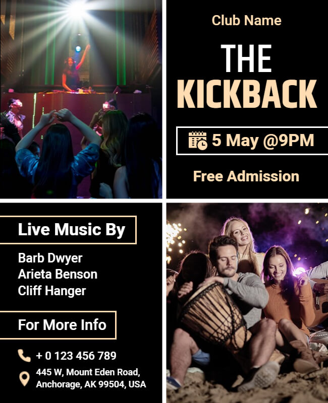 Typographic Kickback Party Flyer Template