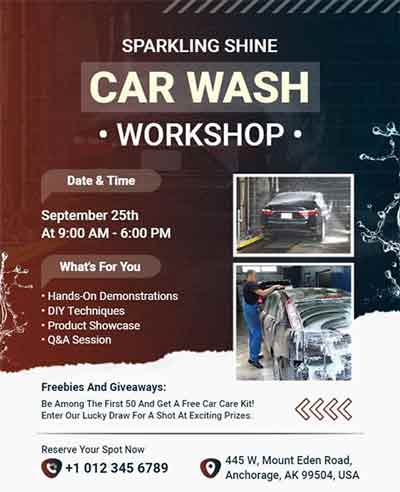 Papercut Car Wash Workshop Flyer Template