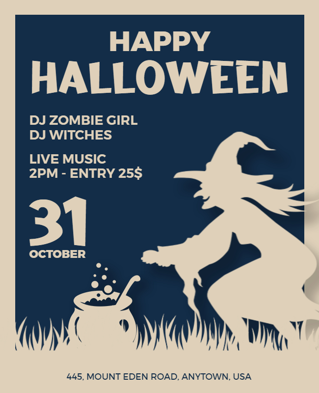 Witches and Wizard Inspired Halloween Party Flyer