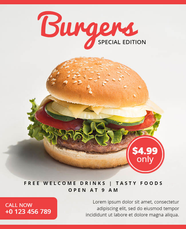 Red & White Delicious Burger Flyer