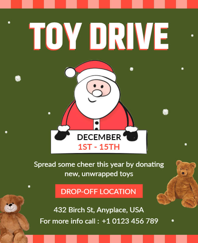 Christmas Toy Drive Donation Flyer
