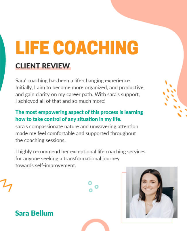 Client Review Life Coaching Flyer
