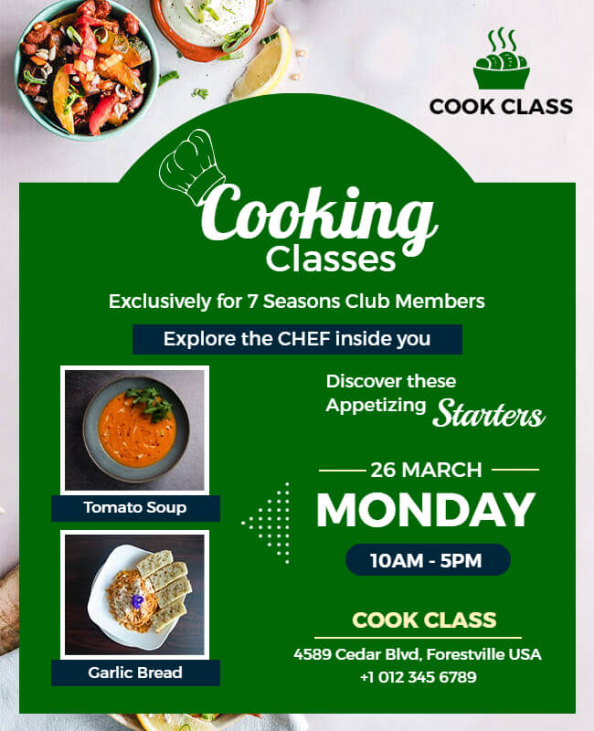 Culinary Creativity Cooking Class Flyer